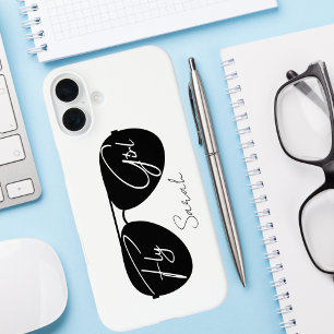 Coque Pour iPhone 16 Plus Lunettes de soleil Aviator noires avec écriture Fl
