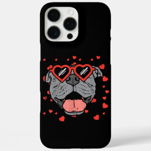 Coque iPhone 16 Pro Max Lunettes de visage Pitbull Valentines Jour Animaux