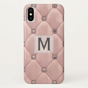 Case-Mate iPhone Case Lush Rose Or Faux Cuir & Diamants Monogramme