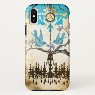 Coque Case-Mate iPhone Lustre à oiseaux Cerisier Monogramme Fleuris