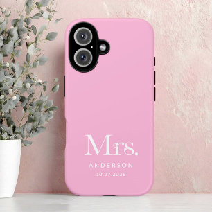 Coque Pour iPhone 16 Luxe Elegance   Date Mme rose et Mariage