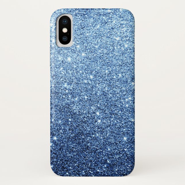 Coques Case-Mate iPhone Luxe élégant de parties scintillantes de bleu (Dos)