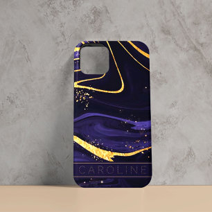 Case-Mate iPhone Case Luxe Elegant Purple Gold Marble Effet Nom
