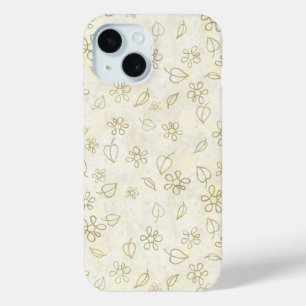 Coque Case-Mate iPhone Luxe Jaune Vintage Feuille Floral Abstrait Art