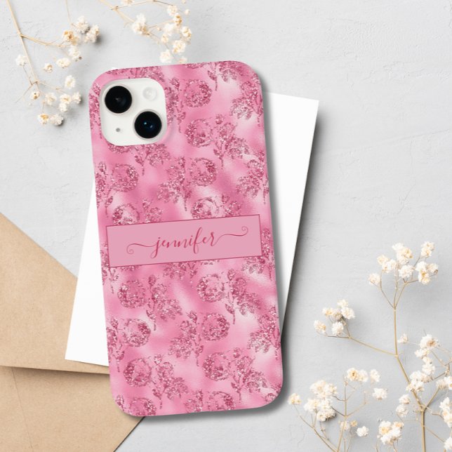 Coques Case-Mate iPhone Luxe moderne Parties scintillant rose pâle Rose ve (Créateur téléchargé)