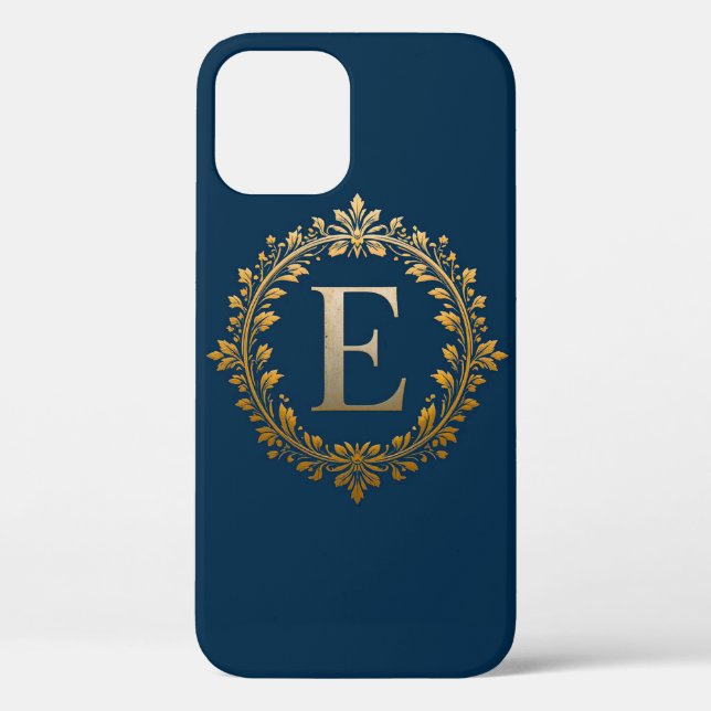 Coques Case-Mate iPhone 👑 Luxe Monogramme E Or Initiales Pailletées Éléga (Verso)