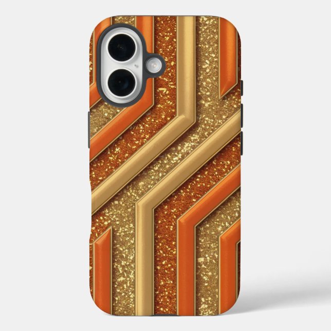 Coques Case-Mate iPhone Luxe Orange Parties scintillant Gold Parties scint (Verso)