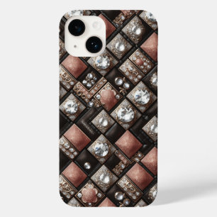 Coque Case-Mate iPhone Luxueux bleu royal et or géométrique mosaique de d