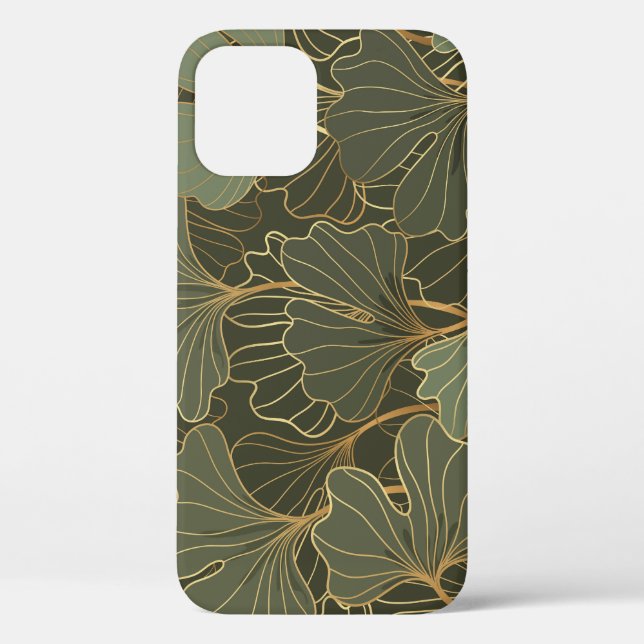 Coques Case-Mate iPhone Luxueux Ginkgo Gold Line Art (Verso)