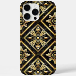 Coque iPhone 16 Pro Max Luxueux Golden Geometry années 1920 Dimond Art Dec