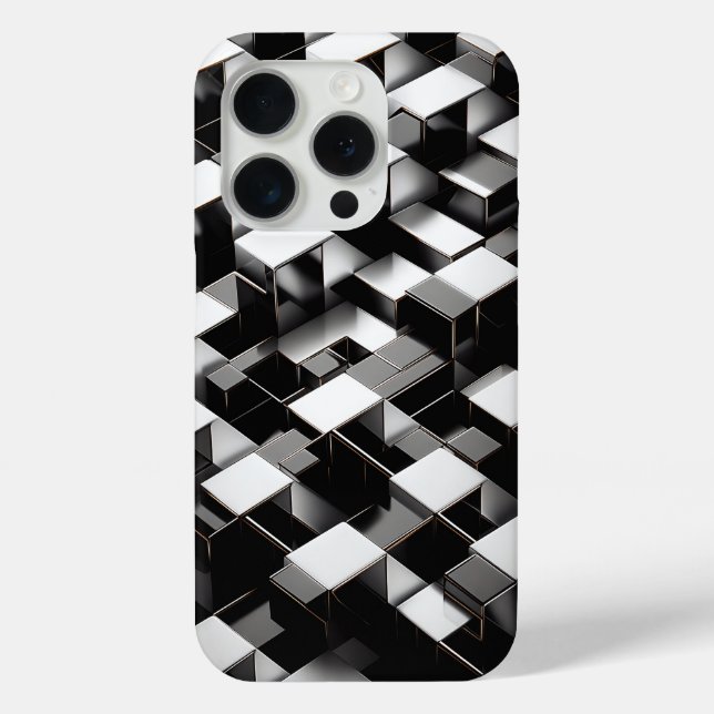 Coques Case-Mate iPhone Luxury 3D Metallic Cube Phone Case Silver & Black (Verso)