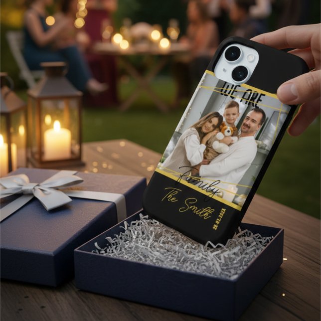 Coques Case-Mate iPhone Luxury Black & Gold Custom Family Photo Keepsake (Créateur téléchargé)