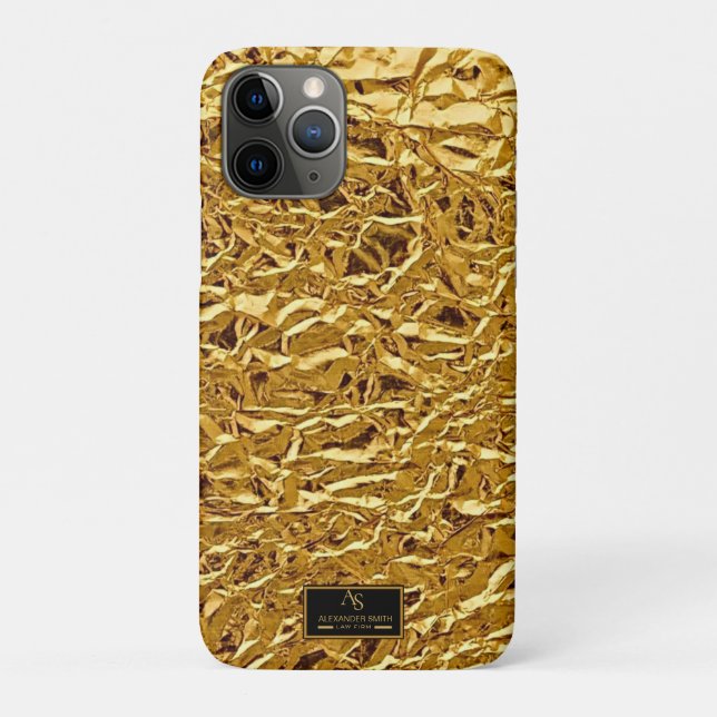 Coques Case-Mate iPhone Luxury Crumpled Gold Foil Texture Elegant Metallic (Dos)