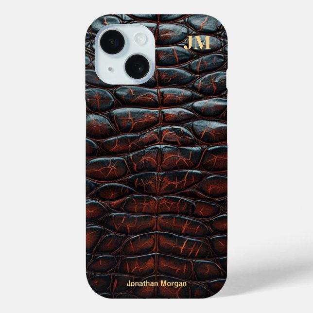 Coques Case-Mate iPhone Luxury Executive Monogram Premium Leather  (Verso)