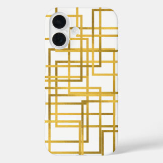 Coque Pour iPhone 16 Luxury Golden geometric phone case | iphone case