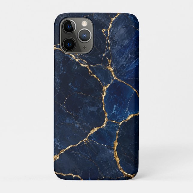 Coques Case-Mate iPhone Luxury Navy Marble Gold Monogram Business Branding (Dos)