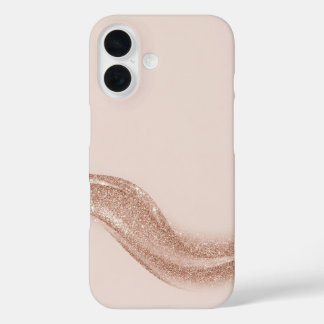 Coque Pour iPhone 16 Luxury Soft Blush Matte & Rose Gold Glitter Wave 
