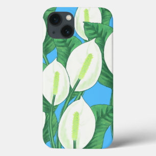 Case-Mate iPhone Case Lys blancs sur arrière - plan bleu pâle