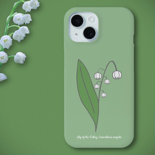 Coques Case-Mate iPhone Lys botanique de la Fleur de Vallée Pastel (Botanical Lily of the Valley green Phone Case)