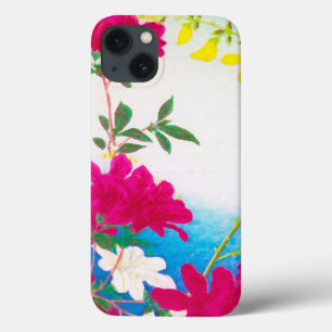 Etui iPhone 13 Lys japonais - magenta, bleu jaune