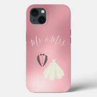 M. Mme Bride Groom Mariage métallique rose