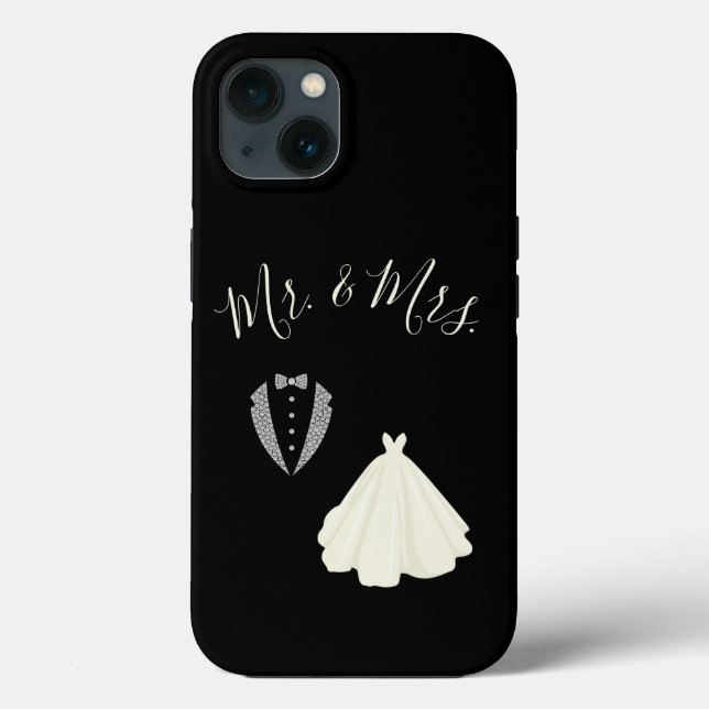 Coques Case-Mate iPhone M. Mme  Noir Blanc Mariage (Verso)