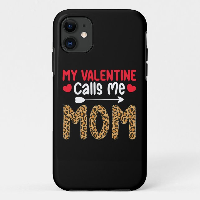 Coques Case-Mate iPhone Ma Saint-Valentin m'appelle maman léopard plaid bu (Dos)