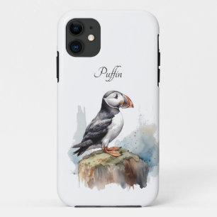 Case-Mate iPhone Case Macareux sur un Rocher Aquarelle, personnalisé