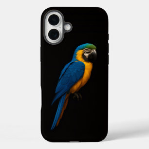Coque Pour iPhone 16 Plus Macaw bleu jaune Black 4 Luxe iPhone 16 Plus