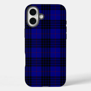 Coque Pour iPhone 16 Plus MacKay tartan bleu noir plaid