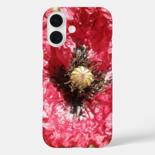 Coque Pour iPhone 16 Macro Fleur de Coquelicot Rouge