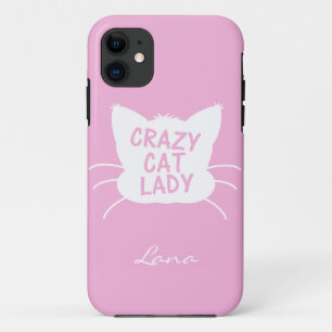 Coque Case-Mate Pour iPhone Madame folle personnalisée de chat dans le rose d