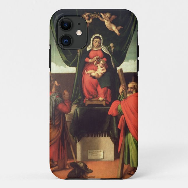 Coques Case-Mate iPhone Madonna et enfant couronnés avec quatre saints, (Dos)