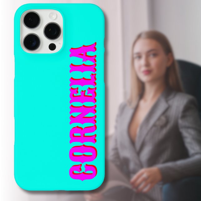 Coques Case-Mate iPhone Magenta 3D Rouge Nom moderne | Turquoise drôle (Créateur téléchargé)