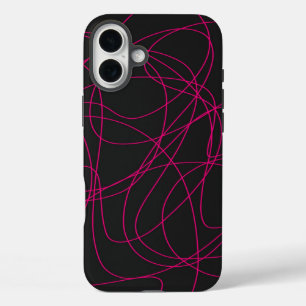 Coque Pour iPhone 16 Plus Magenta Line Art sur le noir