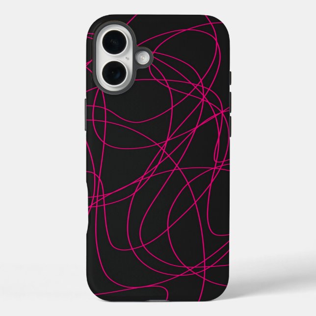 Coques Case-Mate iPhone Magenta Line Art sur le noir (Verso)