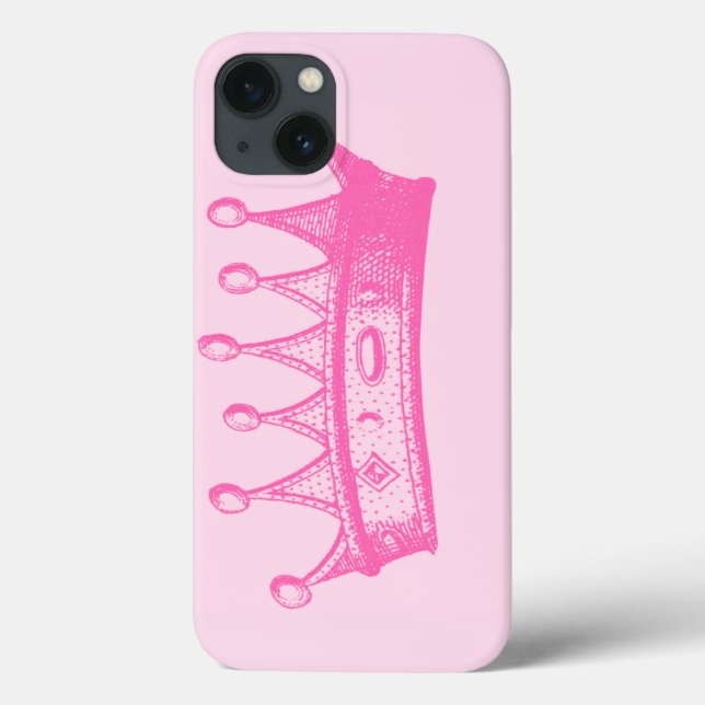Coques Case-Mate iPhone Magenta Princess Crown on Pink Background (Verso)