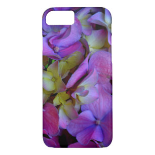 Coque iPhone 8/7 Magenta Purple bleu jaune Hydrangeas fleurs