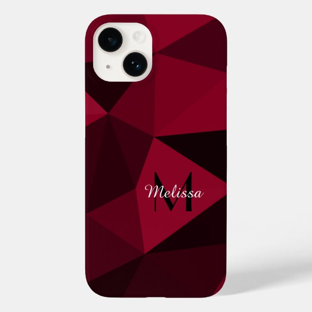 Coques Case-Mate iPhone Magenta rose rouge noir géométrie motif Monogramme (Verso)
