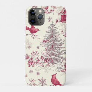 Case-Mate iPhone Case Magenta Rouge Vert Noël Toile Crème Hiver