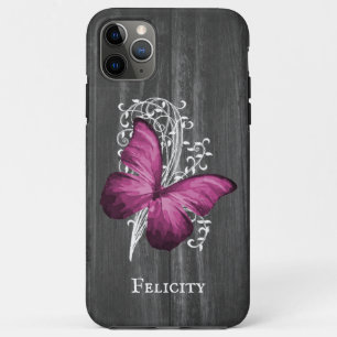Case-Mate iPhone Case Magenta Rustic Butterfly Personnalisé