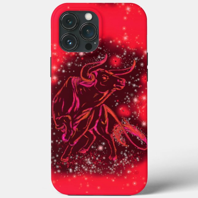 Coques Case-Mate iPhone Magic Red Neon Bull Courir la nuit étoilée Extraor (Verso)