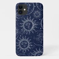 Magie Bleue Vintage Ciel Soleil Lune Étoiles