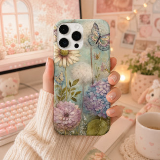 Coque iPhone 16 Pro Max Magie de jardin féerique aux hortensias et pissenl