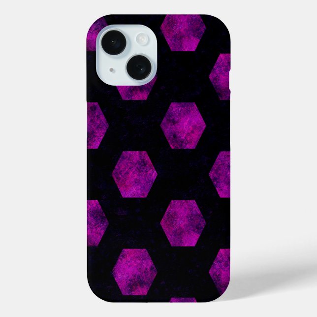 Coques Case-Mate iPhone Magie Motif de luxe violet rétro noir Hexagon (Verso)