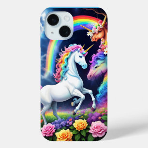 Coque Case-Mate iPhone Magique Arc-en-ciel Unicornes Fleurs paysage
