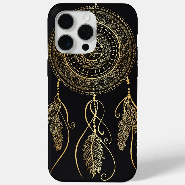 Coques Case-Mate iPhone Magnifique Black Gold Dream Catcher Mandala (Verso)
