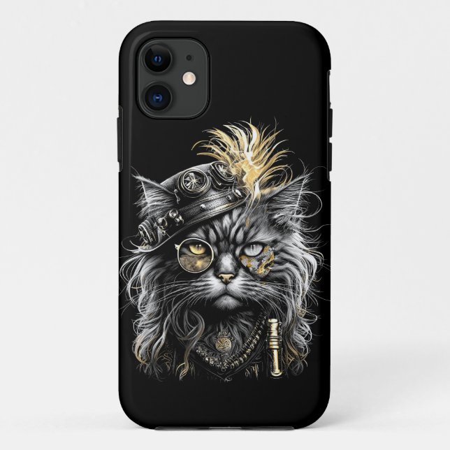 Coques Case-Mate iPhone Magnifique chat Steampunk  (Dos)