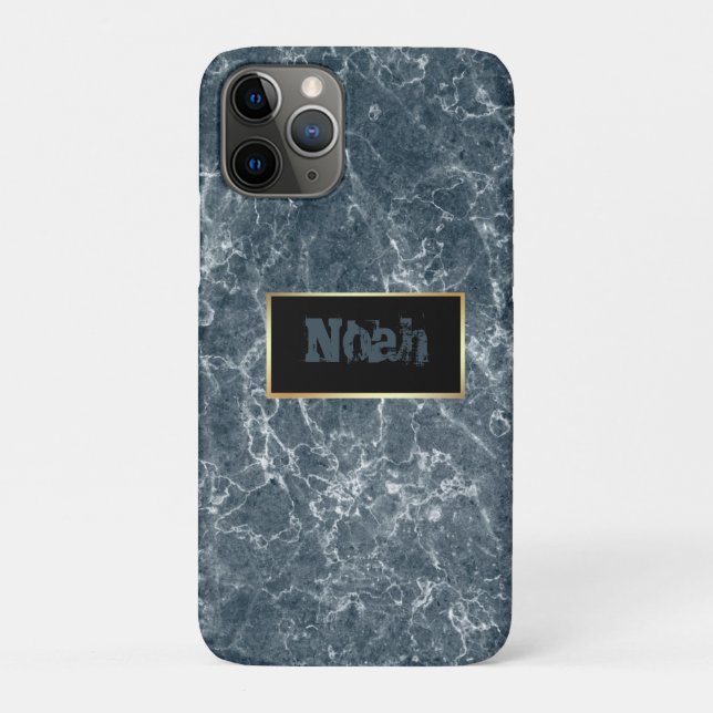 Coques Case-Mate iPhone Magnifique Cool en marbre bleu foncé (Dos)