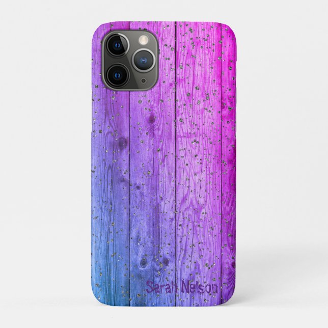 Coques Case-Mate iPhone Magnifique Cool Purple Vood Texture (Dos)